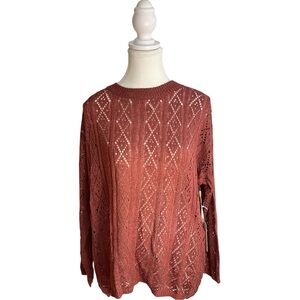 La Miel Hyped Unicorn Pointelle Sweater Marsala